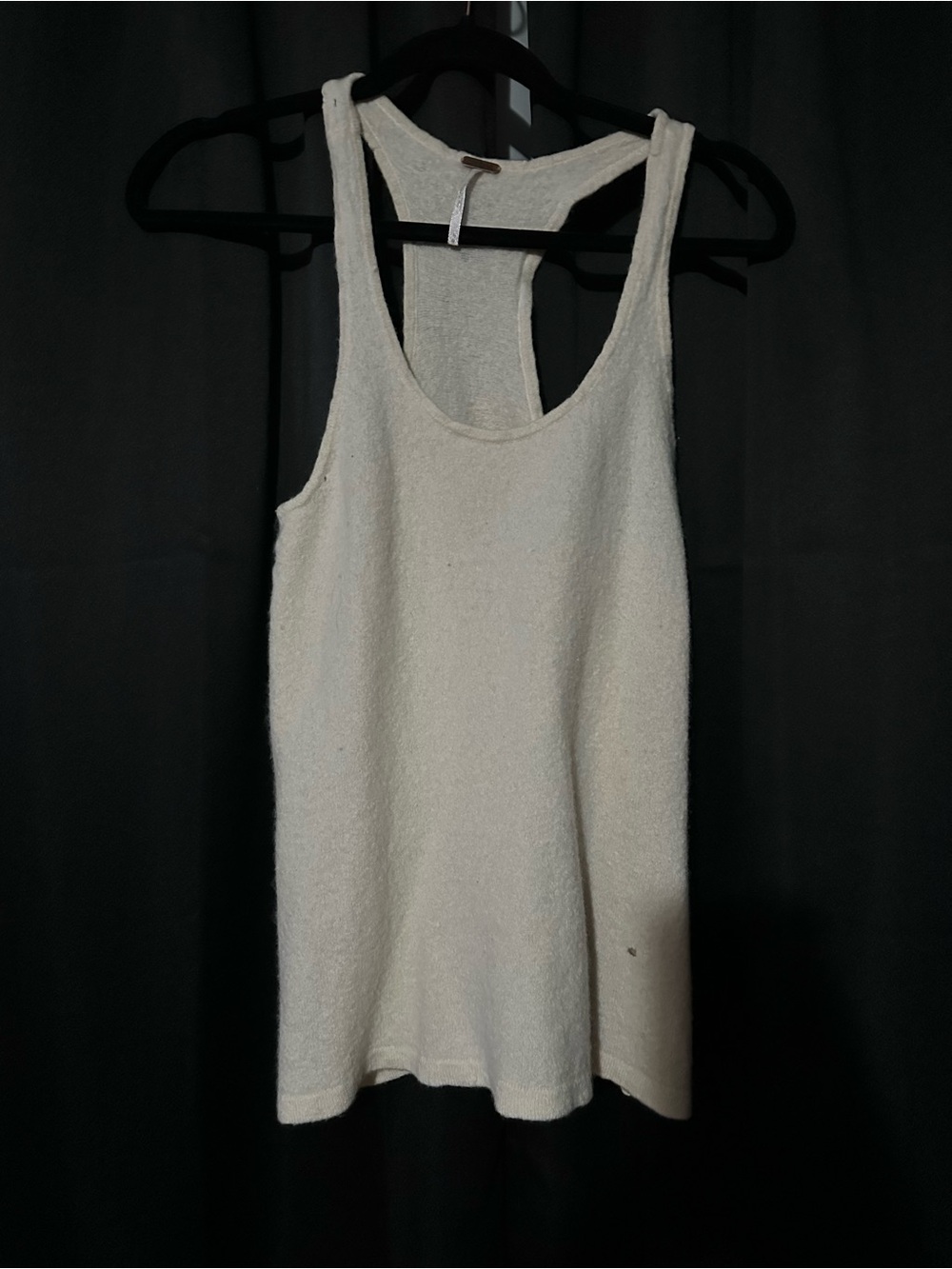 Free People Cream Ribbed Racerback Tank